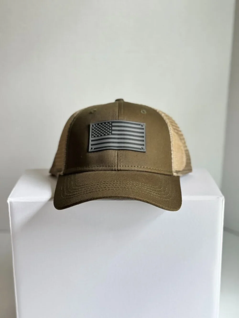 H3 Headwear Olive American Flag Trucker Hat Mesh Snapback NWT OS